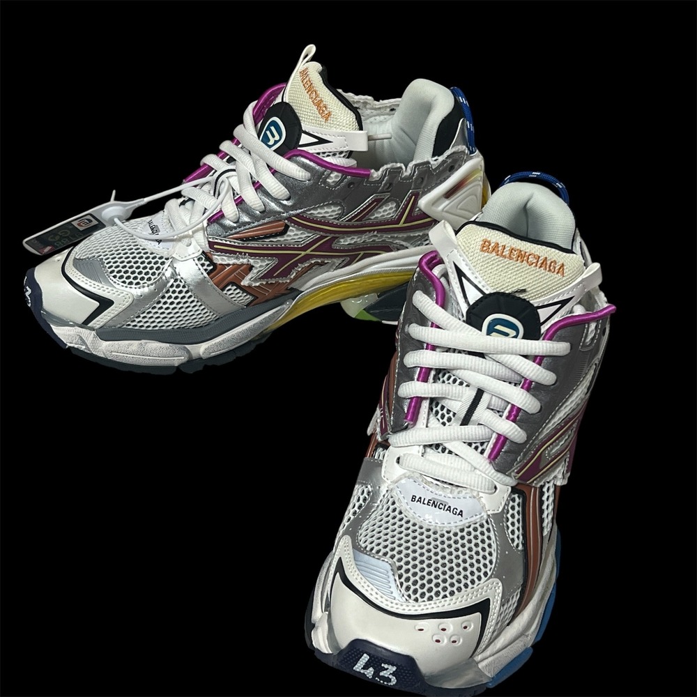 Balenciaga Runner Multi-Color Silver Purple Sneakers 677403 Mens Size 43 US 10 - Picture 13 of 15